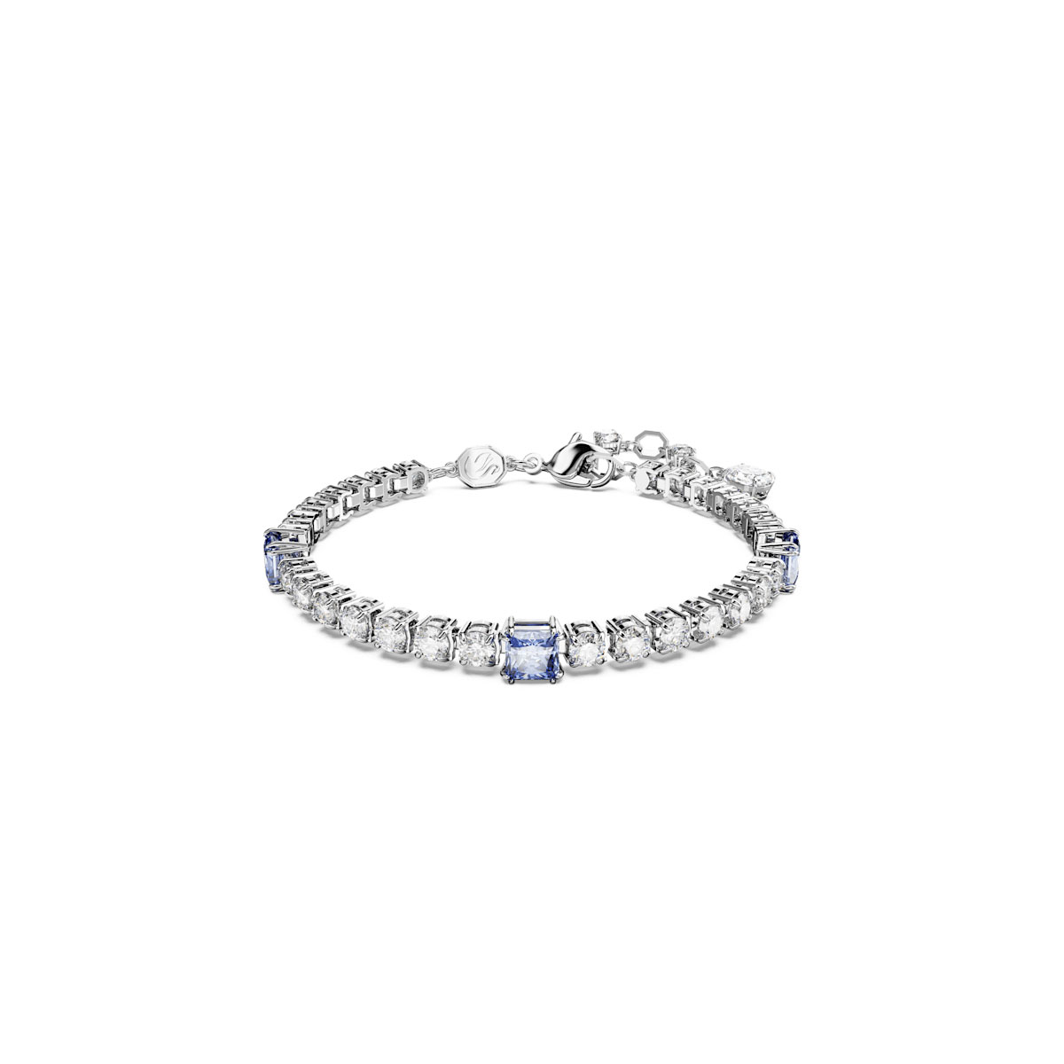 Swarovski Jewelry Mixed Cuts, Blue, Rhodium Matrix Tennis Bracelet